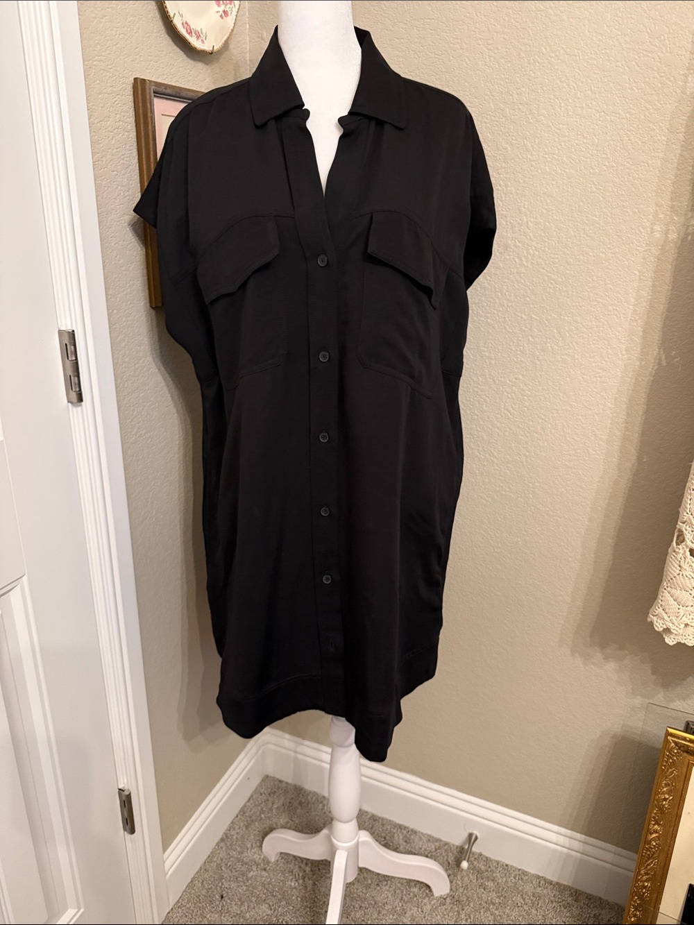 Madewell Black Short-Sleeve Shirt Dress